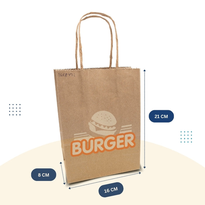 Small - Printed Brown Paper Bag with Handle