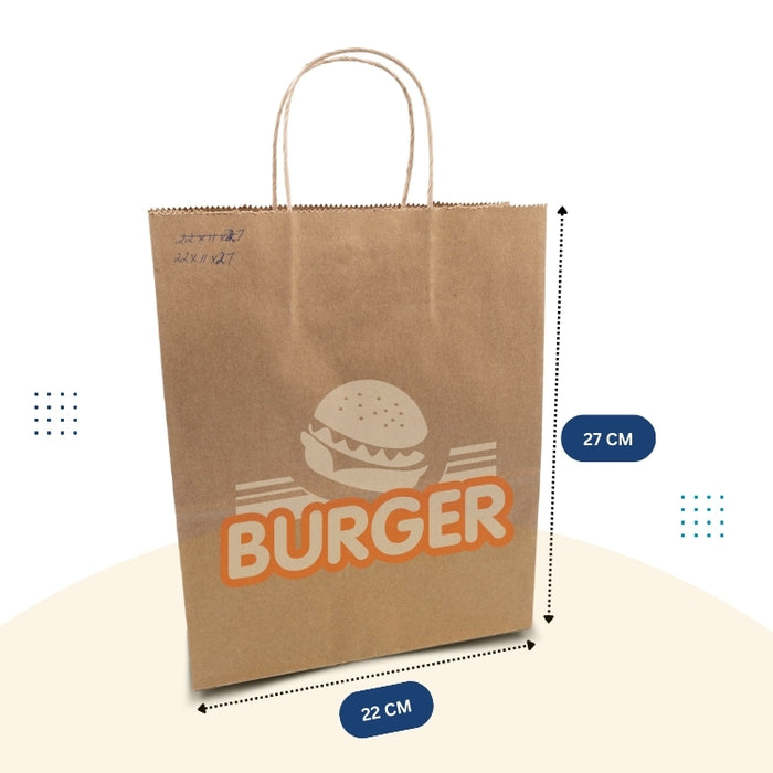 Medium - Printed Brown Paper Bag with Handle