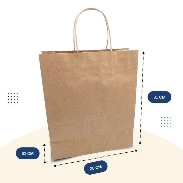 Brown Paper Bag 25cm x 12cm x 31cm with Handle