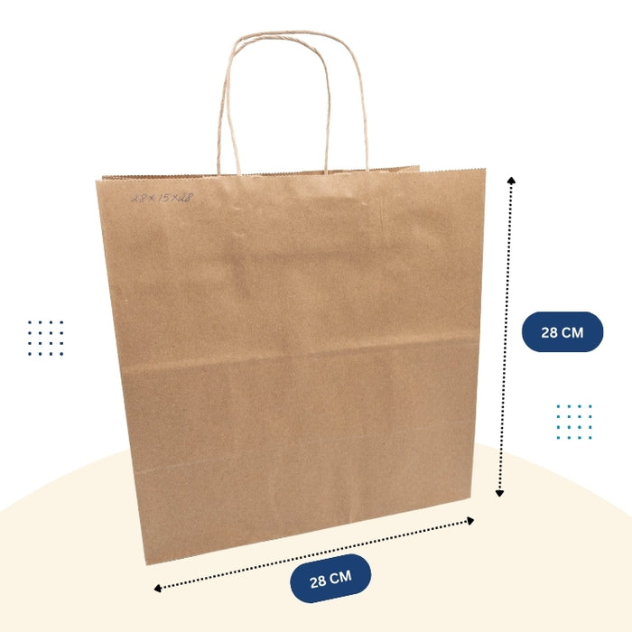 Brown Paper Bag 28cm x 15cm x 28cm With Handle