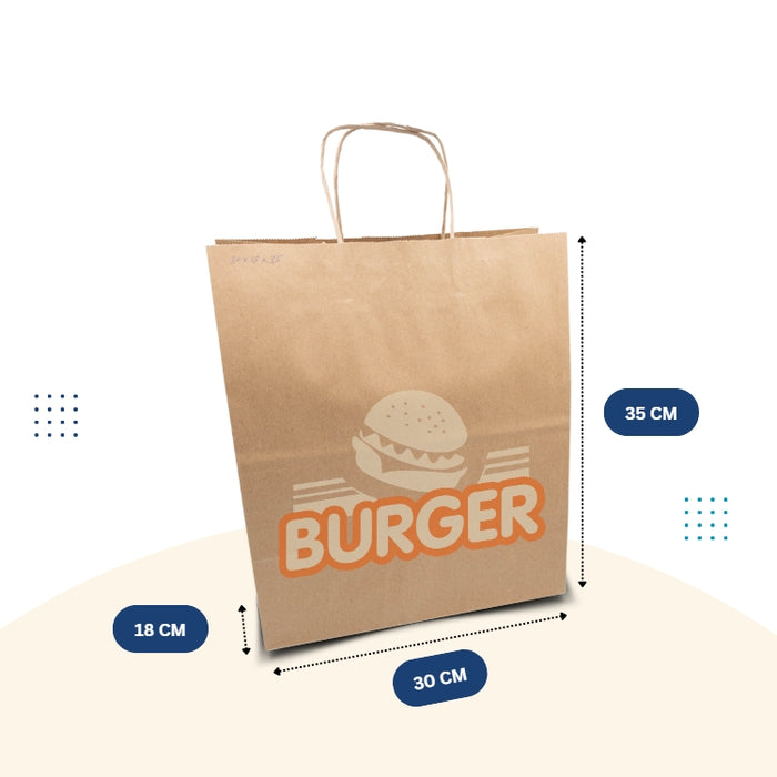 Large - Printed Brown Paper Bag with Handle