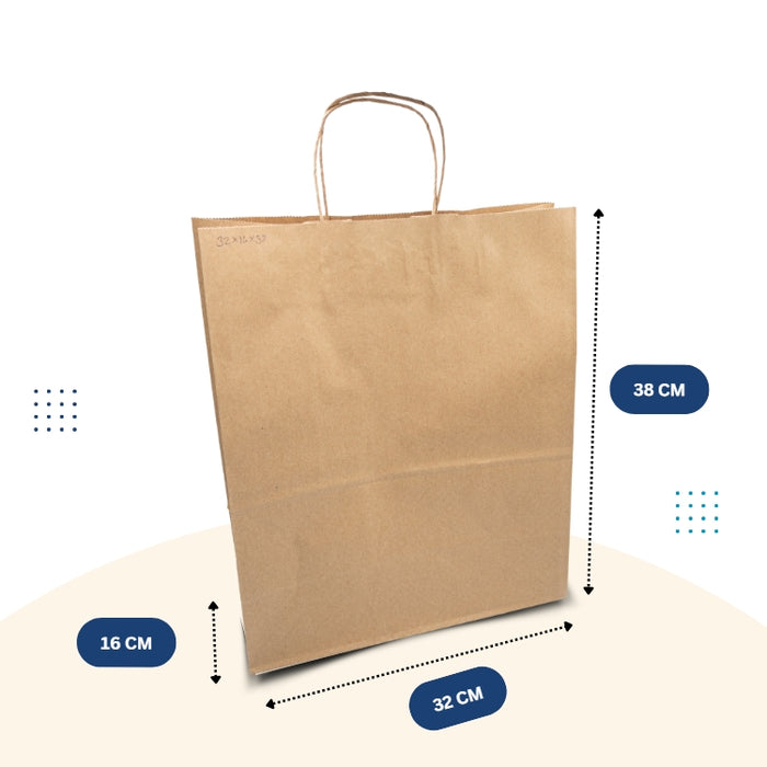 Brown Paper Bag 32cm x 16cm x 38cm with Handle