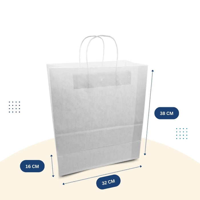 White Paper Bag 32cm x 16cm x 38cm with Handle