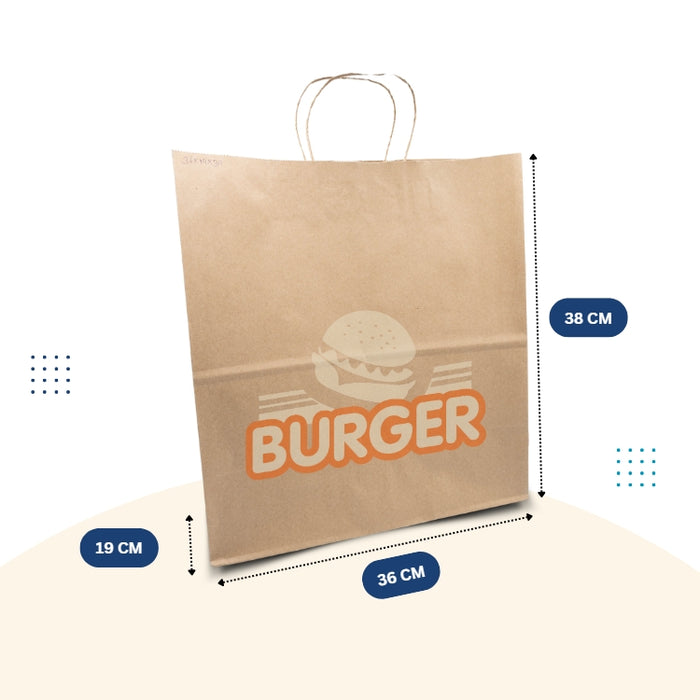 XLarge - Printed Brown Paper Bag with Handle