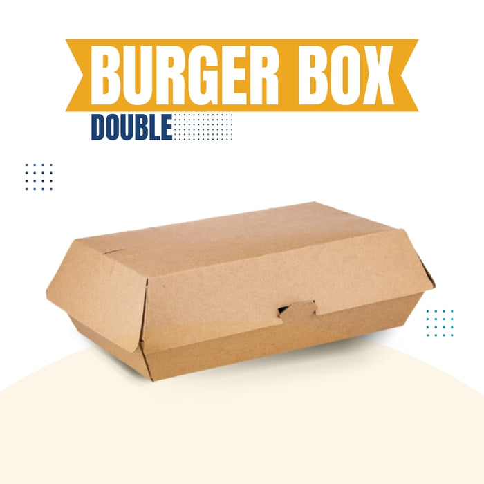 Double Kraft Burger Box 20.5cm x 10.6cm x 7.6cm ( 200 Pcs )