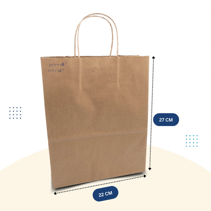 Brown Paper Bag 22cm x 11cm x 27cm with Handle