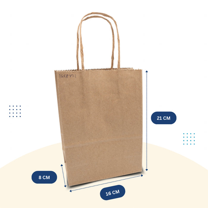 Brown Paper Bag 16cm x 8cm x 21cm with Handle