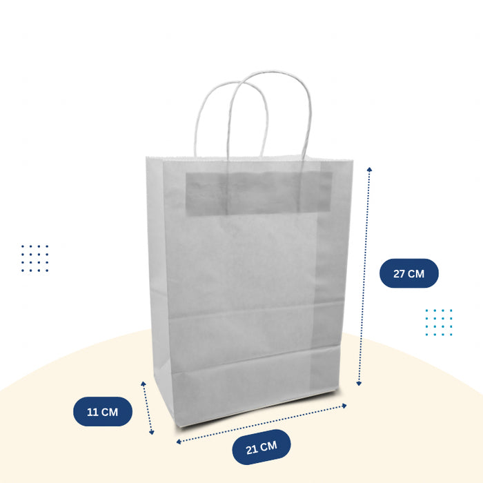 White Paper Bag 21cm x 11cm x 27cm with Handle