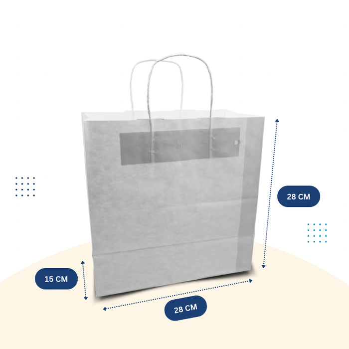 White Paper Bag 28cm x 15cm x 28cm with Handle