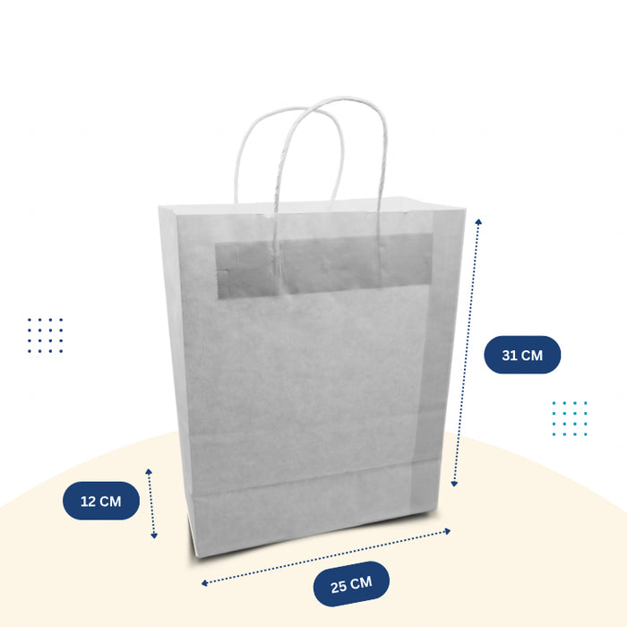 White Paper Bag 25cm x 12cm x 31cm with Handle