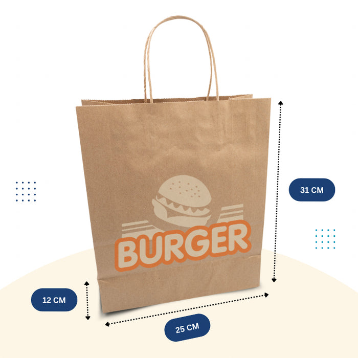 Medium - Printed Brown Paper Bag with Handle