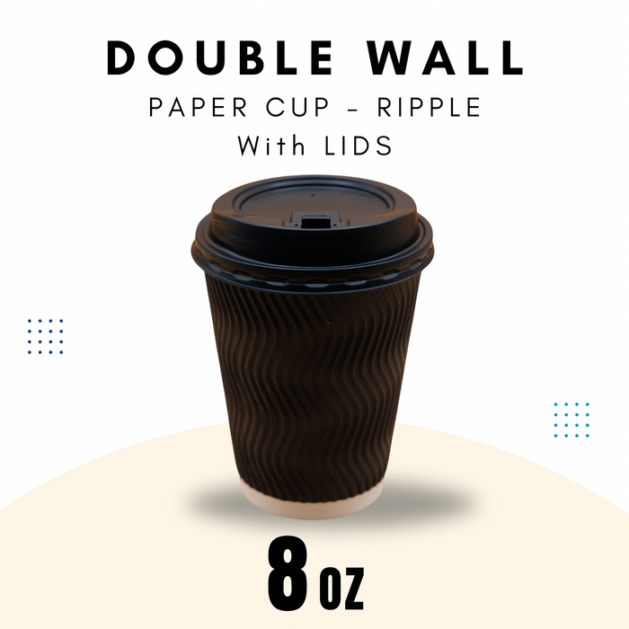 8oz Ripple Double Wall Paper Cup with Lids ( 500 Pcs )