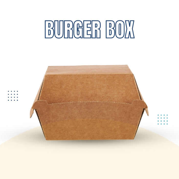 Single Kraft Burger Box 10.5cm x 10.2cm x 8cm ( 250 Pcs )