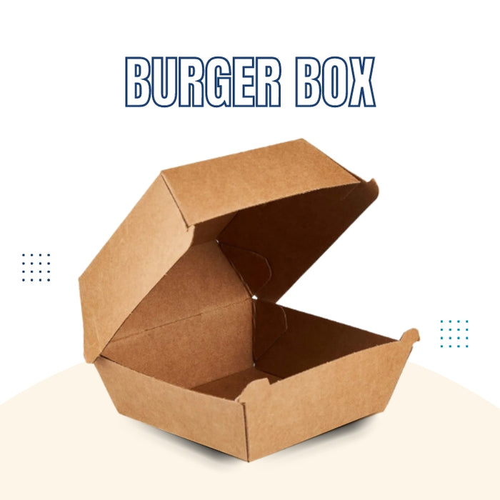 Single Kraft Burger Box 10.5cm x 10.2cm x 8cm ( 250 Pcs )