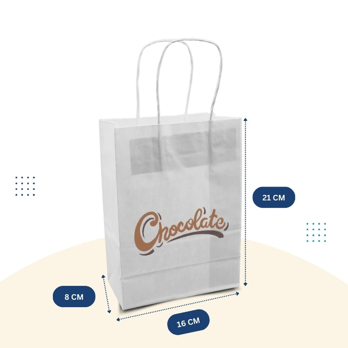 Small - Printed White Paper Bag with Handle