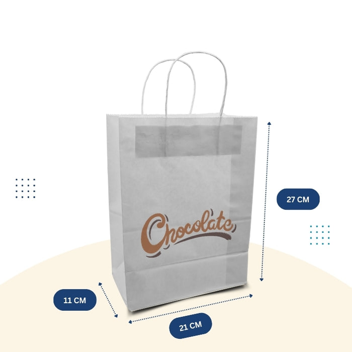 Medium - Printed White Paper Bag with Handle