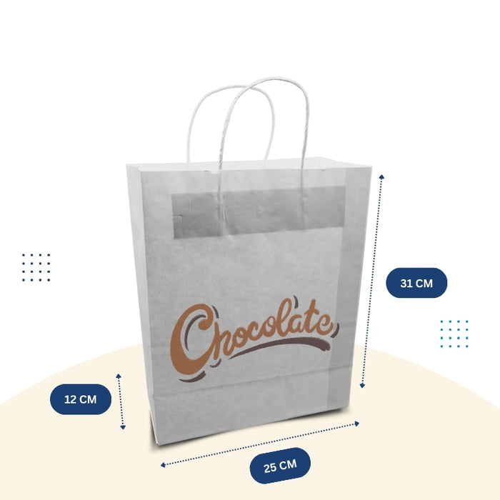 Medium - Printed White Paper Bag with Handle