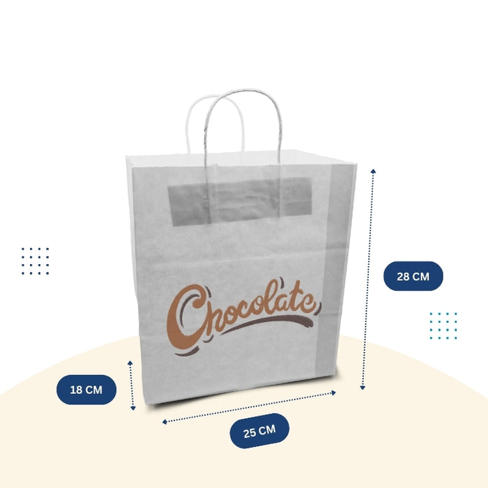 Medium - Printed White Paper Bag with Handle