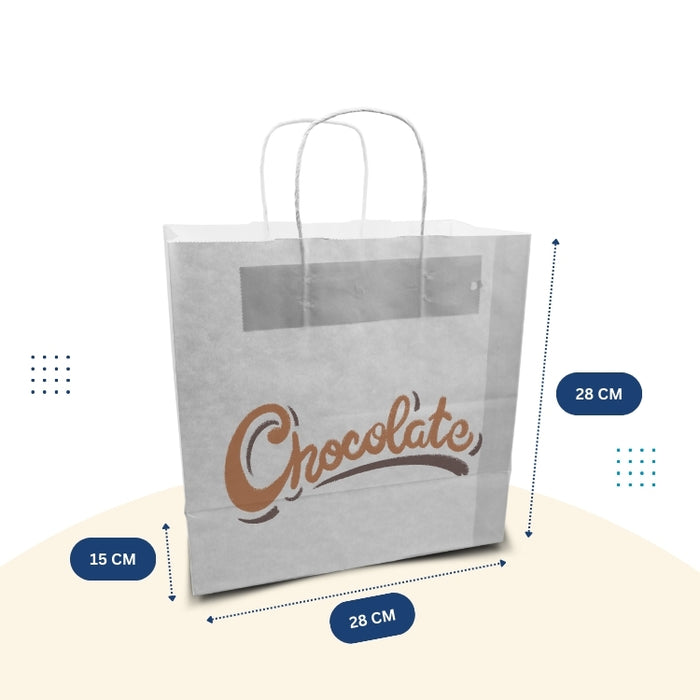 Medium - Printed White Paper Bag with Handle